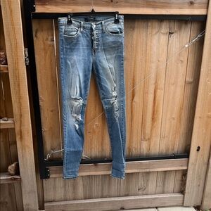 Flying Monkey Light Blue Distressed Skinny Jeans 29 29 long
